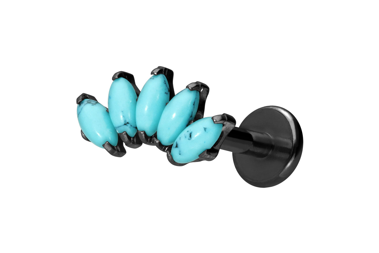 Titan Labret Piercing mit Innengewinde BOGEN + SYNTHETISCHE TÜRKISE